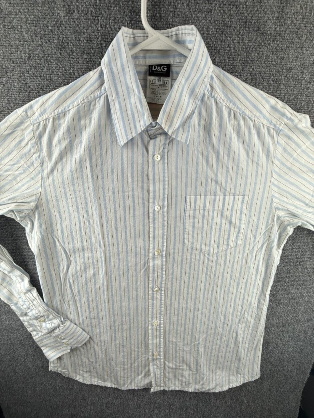Dolce & Gabbana Striped White Blue Button Up Shirt Italy Size 38 (52) All Cotton